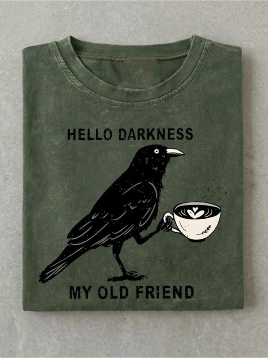 Comfort Colors Tops - Comfort Colors Hello Darkness My Old Friend Raven Crow Drink Coffee Tee